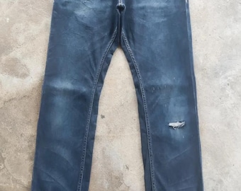 Pantalones rotos de corte recto de marca japonesa vintage, cintura 34