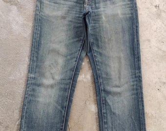 Vintage Japanese Jean Distressed Faded Denim Pants Waist 31
