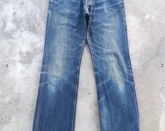 Vintage Edwin Brand Raka Denimbyxor Med Slitna Blekningar Vintage Japansk Midja 29