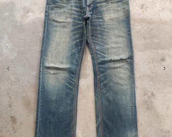 Vintage Edwin Jean Distressed Faded Denim Pants Vintage Japanese Waist 37