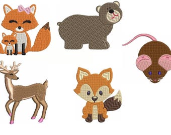 Woodland Forest Animals Creatures for Digital Download Embroidery Owl Squirrel and Raccoon