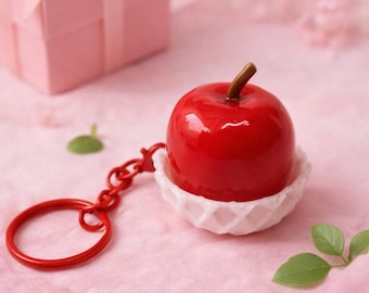 Realistic Red Apple Fidget Clicker – Handcrafted ASMR Desk Toy Bag Charm