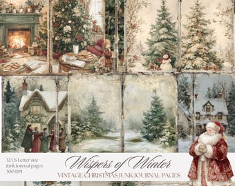 Whispers of Winter – Vintage Christmas Junk Journal Pages - Etsy
