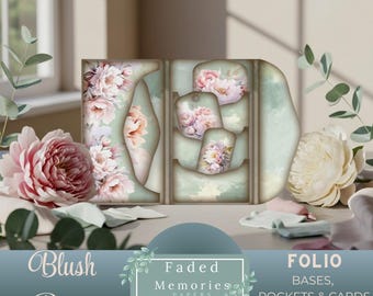 Blush Peony Folio Junk Journal Kit – Afdrukbare bloemen ephemera voor journaling, scrapbooking en knutselen
