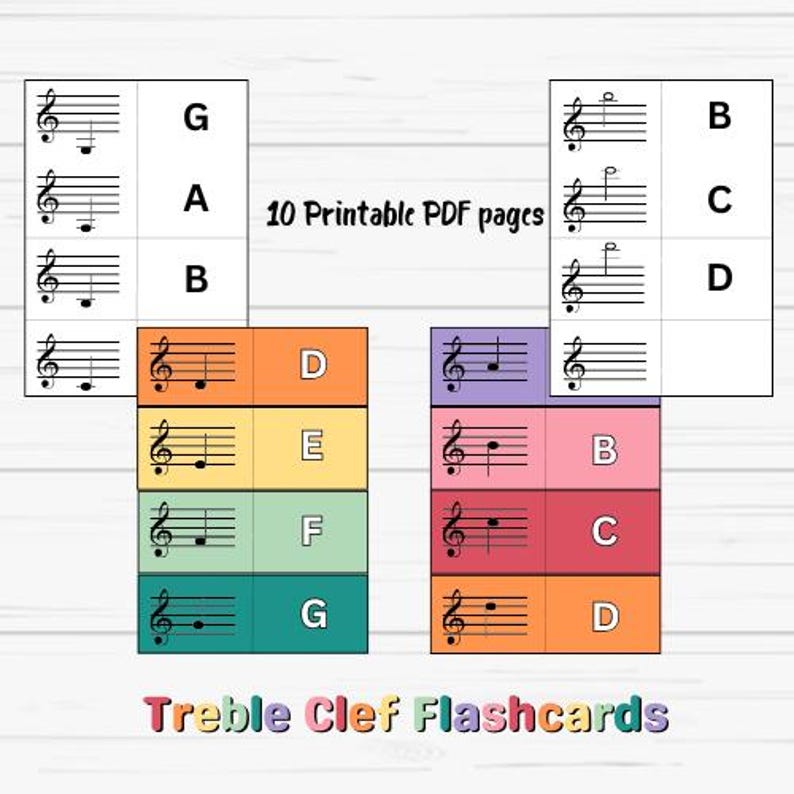 Treble Clef Music Note Flashcards - Printable - Learn Notes & Improve ...