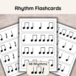 Ritmekaarten (set 1), muziekeducatie, haak- en trilnoten, lesinstrument muziek, eenvoudig leren van maatsoorten, educatief