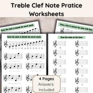 Treble Clef Worksheets: Music Theory Note Recognition (PDF Pattern)