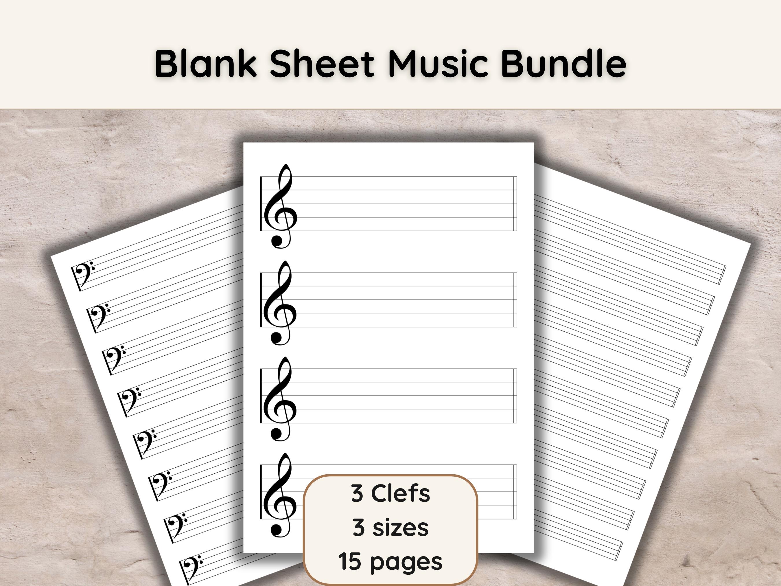 Stave Sheet.pdf Printable Sheet Music Manuscript Paper: Blank 10 Stave (A4 PDF) - Etsy