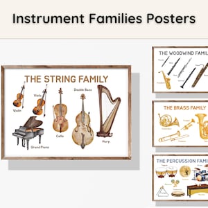 Instrument Families Poster, Musical Instruments Poster, Classical Music Instruments, Music Education, Piano Room, Music Theory Print, Music