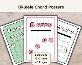 Pósteres de acordes de ukelele: herramienta para aprender música (descarga digital)