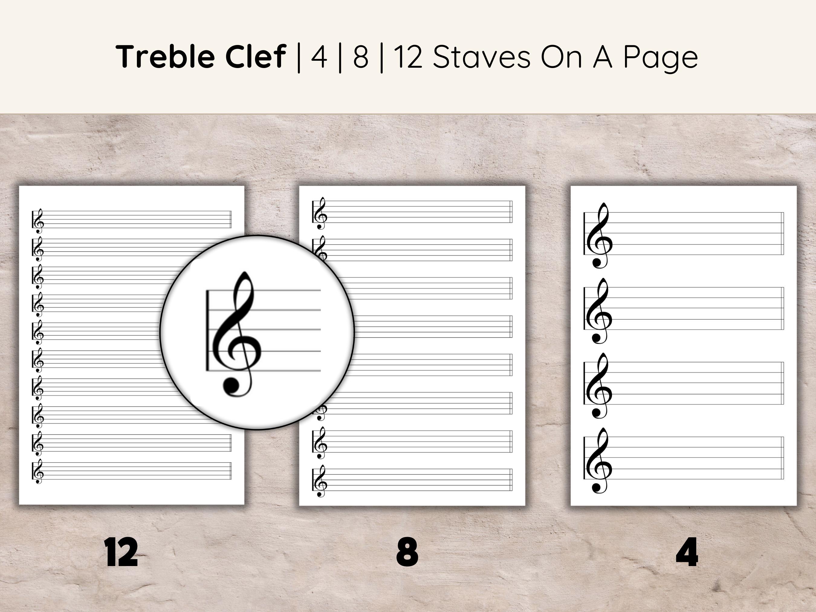 Stave Sheet.pdf Printable Sheet Music Manuscript Paper: Blank 10 Stave (A4 PDF) - Etsy