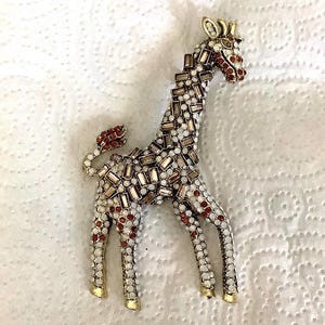X Large Rhinestone Giraffe Statement Brooch