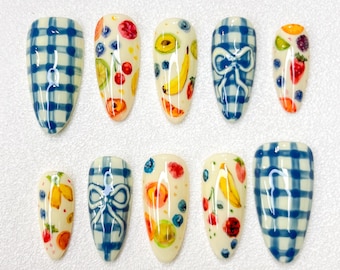 Unghie finte in gel 3D / Nail art con frutta / Unghie estive