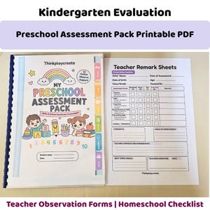 Preschool Assessment Pack Printable PDF School Readiness Assessment  Kindergarten Evaluation Teacher Observation Forms Homeschool Checklist