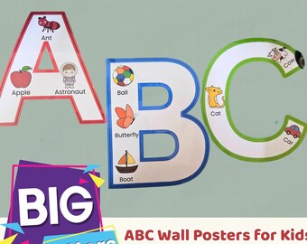 Alphabet A–Z Large A4 Printable Letters  ABC Wall Posters for Kids, Preschool, Kindergarten Phonics Alphabet  Homeschool Classroom Decor PDF