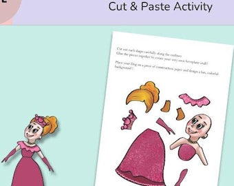 Muñecas de papel imprimibles: Princesa y Príncipe / Manualidad para recortar y pegar / Actividad DIY (PDF)