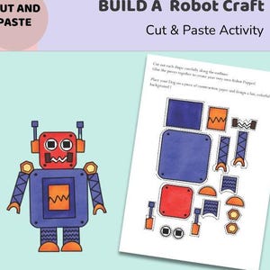 Build a Robot Craft for Kids | Printable Cut and Paste Activity | DIY STEM Project | Color, Cut & Glue Robot Template PDF