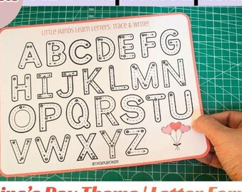 ABC Capital Alphabets – Valentine’s Day Theme | Letter Formation Worksheets with Arrows & Number Guide