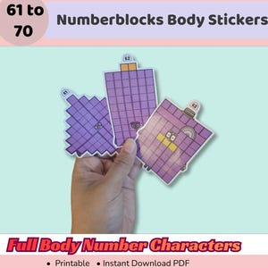 Numberblocks 61–70 Stickers | A4 Printable Sticker Sheets | Fun Kids Math Learning | Instant Digital Download PDF & JPEG