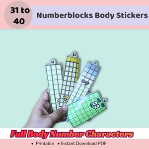 Numberblocks 31–40 Stickers | A4 Printable Sticker Sheets | Kids Math Learning Stickers | Instant Digital Download PDF & JPEG