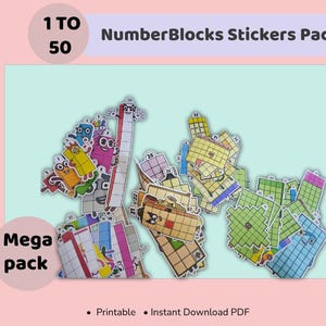 Numberblocks 1-50 Stickers | Printable Body Character Sticker Pack | Educational Math Learning |Counting & Number Recognition | PDF Download
