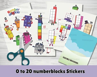 Numberblocks ステッカー 0-20: 算数学習プリント (デジタルダウンロード)