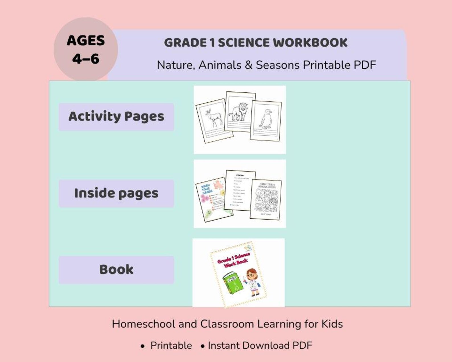 Grade 1 Science Workbook | Nature, Animals & Seasons Printable PDF ...