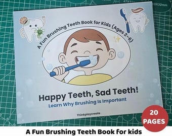 Dental Health Printable Book for Kids, Teeth Brushing Activity Workbook, Oral Hygiene Learning Pack, Preschool Kids Quiet Book