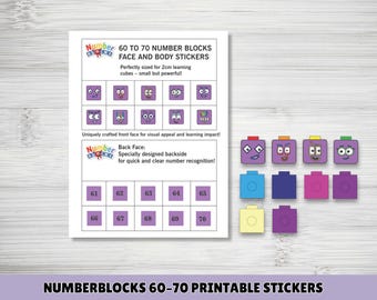 NumberBlocks 61-80面ステッカー | 2cm立方体算数プリント | お子様の学習用PDFをすぐにダウンロード