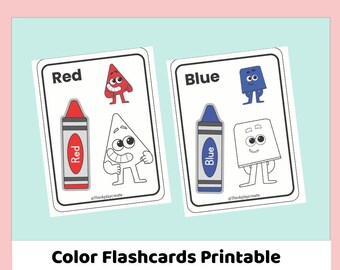 Color Flashcards Printable for Toddlers | Learn Colors Activity | Preschool Busy Book | Montessori Color Matching | Kids Coloring Cards PDF