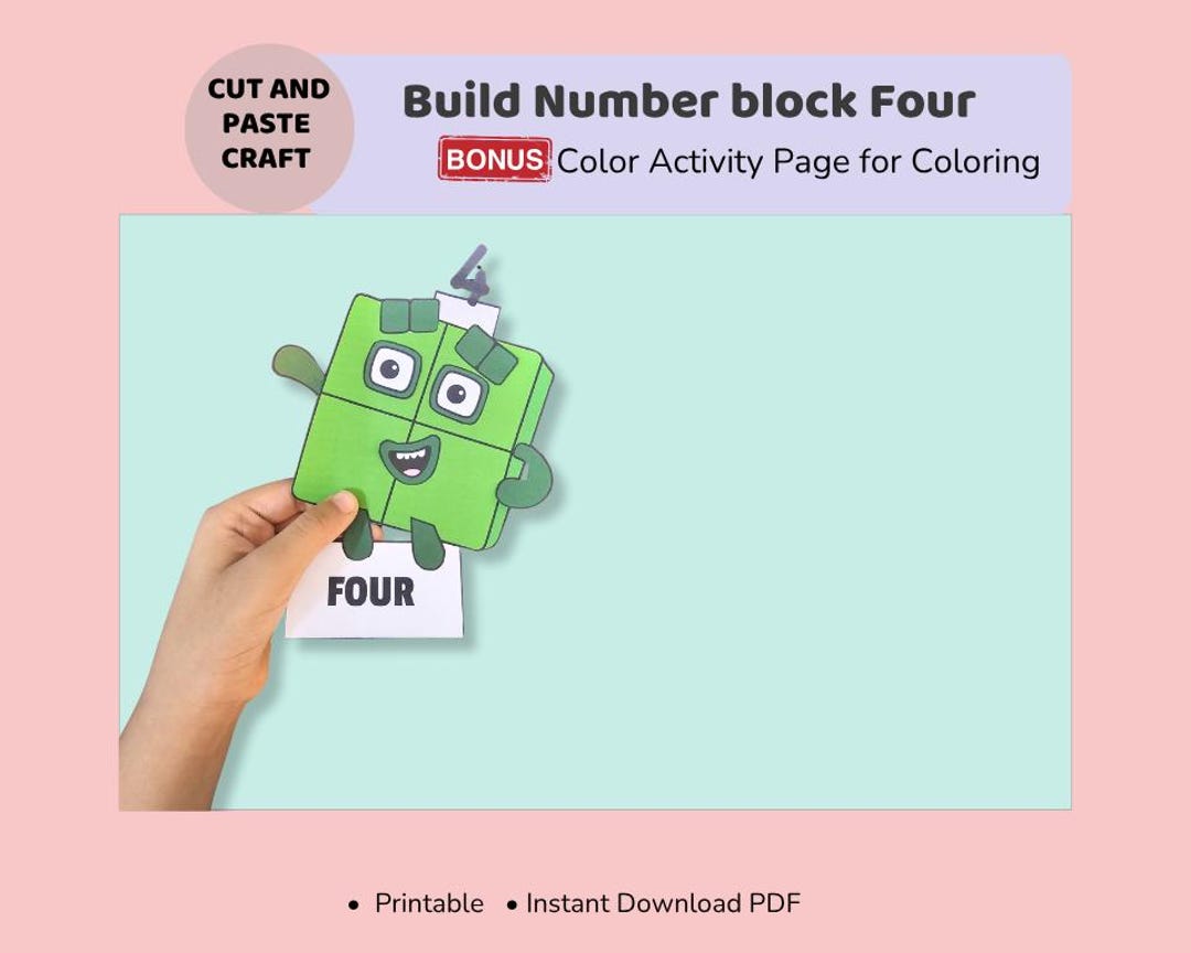 Numberblock 4 Craft Activity | Cut & Paste Math Printable | Preschool ...