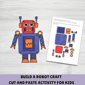 Printable Robot Craft Template | Color, Cut & Glue Activity for Kids | DIY STEM PDF Download