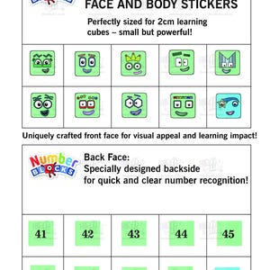 NumberBlocks 41-60 Stickers for 2cm Cubes | Math Printable PDF & JPEG | Instant Digital Download for Kids Learning