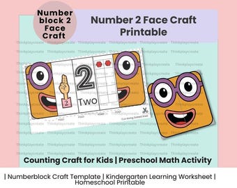 Number 2 Face Craft Printable | Counting Craft for Kids | Preschool Math Activity | Kindergarten Learning Worksheet | Homeschool Printable