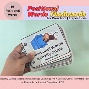 Prepositions & Positional Words Flashcards | Preschool Vocabulary Cards | Pre-K and Kindergarten Language Learning | Printable Activity