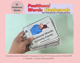 Prepositions & Positional Words Flashcards | Preschool Vocabulary Cards | Pre-K and Kindergarten Language Learning | Printable Activity
