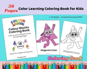 Colour Learning Colouring Book | Color Blocks Activities | 36 Pages | Preschool Colour Activity | Toddler Homeschool Printable PDF