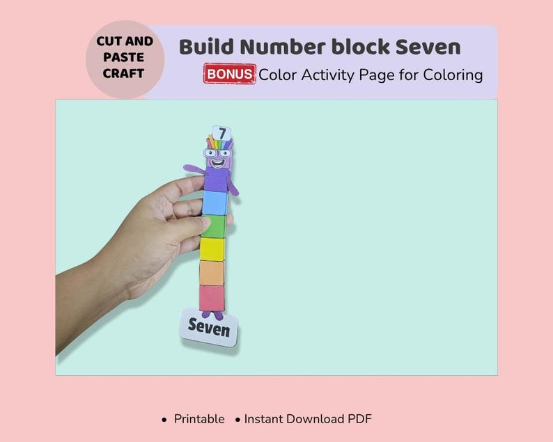 Numberblock 7 Craft Activity | Cut, Paste & Color Printable | Fun ...