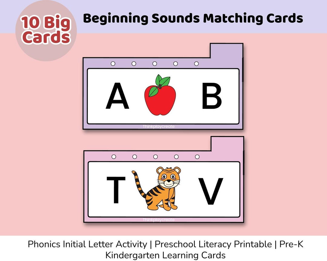 Beginning Sounds Matching Cards | Phonics Initial Letter Activity ...