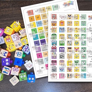 Adesivi Numberblocks da 1 a 100, numeri stampabili, numeri educativi per bambini, matematica per la scuola domestica, numeri Montessori, download digitale