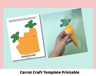 Carrot Craft Template Printable | Spring Craft for Kids | Easter Activity | Fine Motor Skills | Preschool Kindergarten Paper Craft