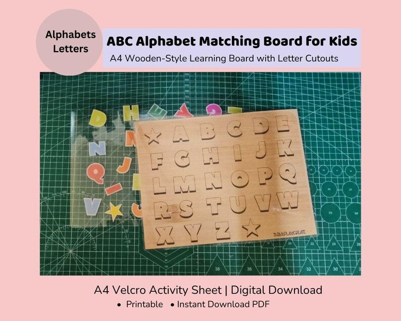 ABC Alphabet Matching Board for Kids |A4 Wooden-style Learning Board ...