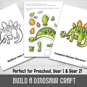 Dinosaur Cut & Paste Craft | Kids Activity Printable Template | DIY Prehistoric Learning PDF