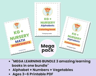 Toddlers Early Learning Pack | Alphabet Coloring, Vegetable Coloring, Counting & Number Recognition | Preschool Printable Bundle
