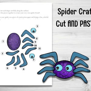 Spider Craft Template | Cut & Glue Printable Activity for Kids | DIY Halloween and Science PDF Download