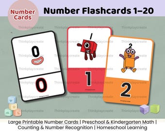 Number Flashcards 1–20 |Large Printable Number Cards | Preschool & Kindergarten Math | Counting and Number Recognition | Homeschool Learning