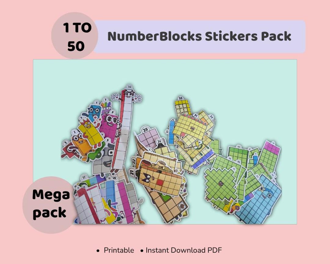 Numberblocks 1-50 Stickers | Printable Body Character Sticker Pack ...