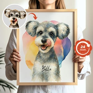 Ritratto personalizzato di un animale domestico, ritratto di un cane ad acquerello, animale domestico personalizzato, ritratto da foto, tendenza 2025, regalo per la mamma, regalo per la festa della mamma