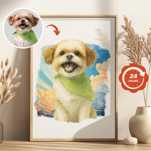 Ritratto personalizzato di un animale domestico, ritratto di un cane ad acquerello, animale domestico personalizzato, ritratto da foto, tendenza 2025, regalo per la mamma, regalo per la festa della mamma