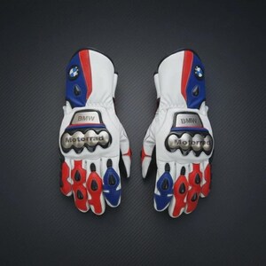 Guantes de cuero Pythons Racing BMW Racing para motociclistas, equipamiento Pro Fit Ga